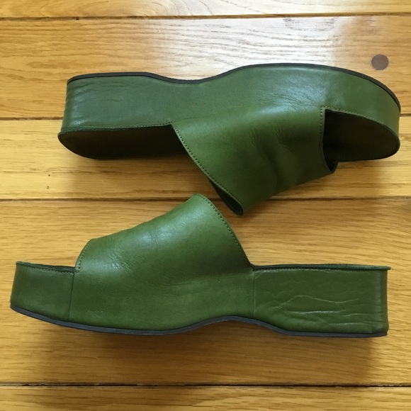 green platform sandals